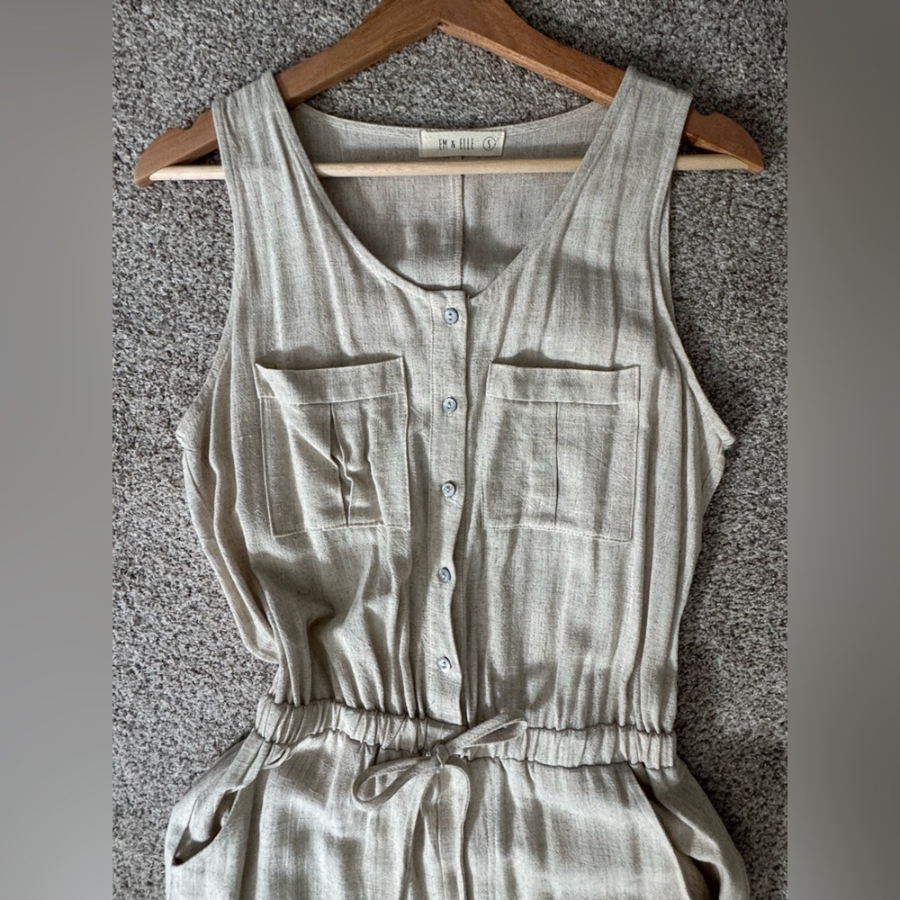 Sleeveless Linen Blend Jumpsuit - Picture 3 of 5